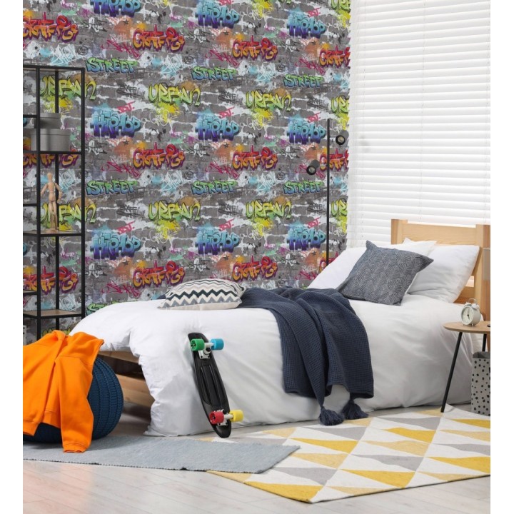 Papel pintado graffitis callejeros pared de ladrillo estilo juvenil - Jax Graffiti 684098