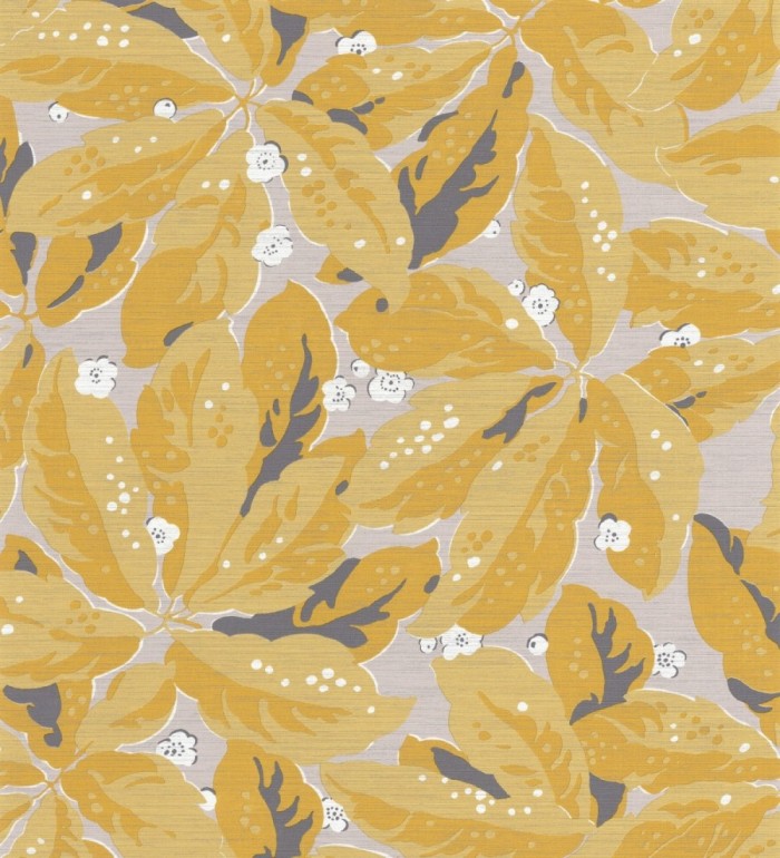 Papel pintado hojas grandes color mostaza - Okinawa Flowers 126423