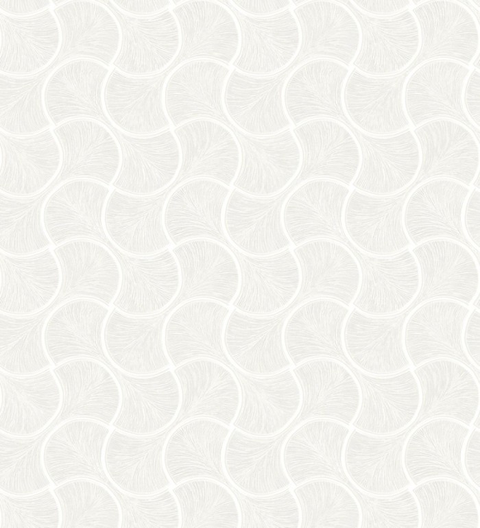 Papel pintado art déco abanicos blancos en relieve efecto metalizado - Gatsby Lavish 684107