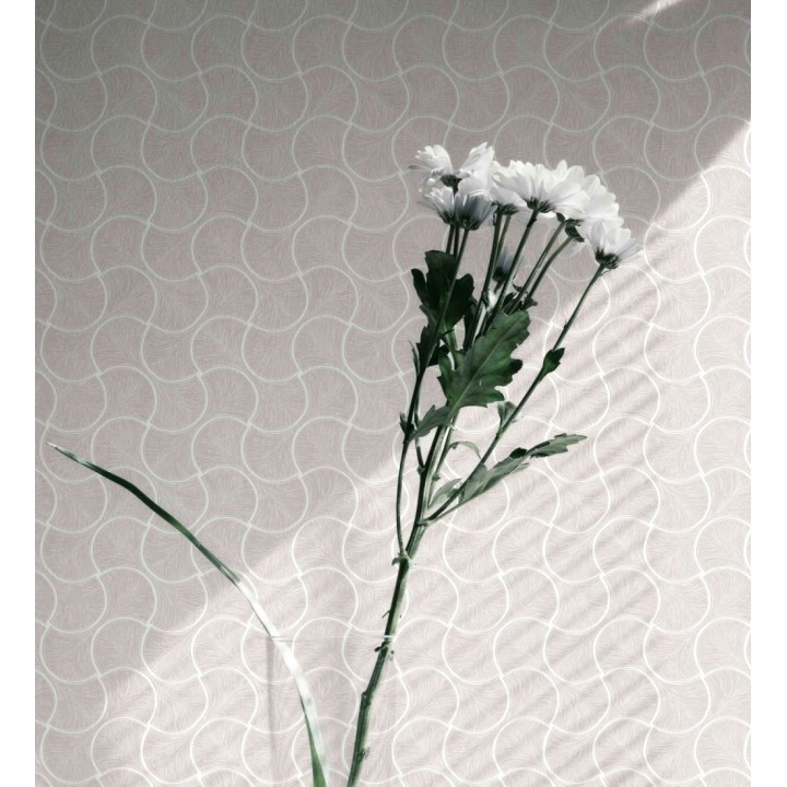 Papel pintado art déco abanicos beige en relieve efecto metalizado - Gatsby Lavish 684108