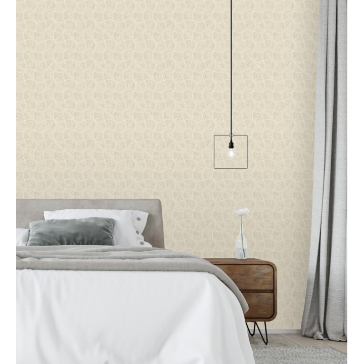 Papel pintado art déco abanicos arena en relieve efecto metalizado - Gatsby Lavish 684109