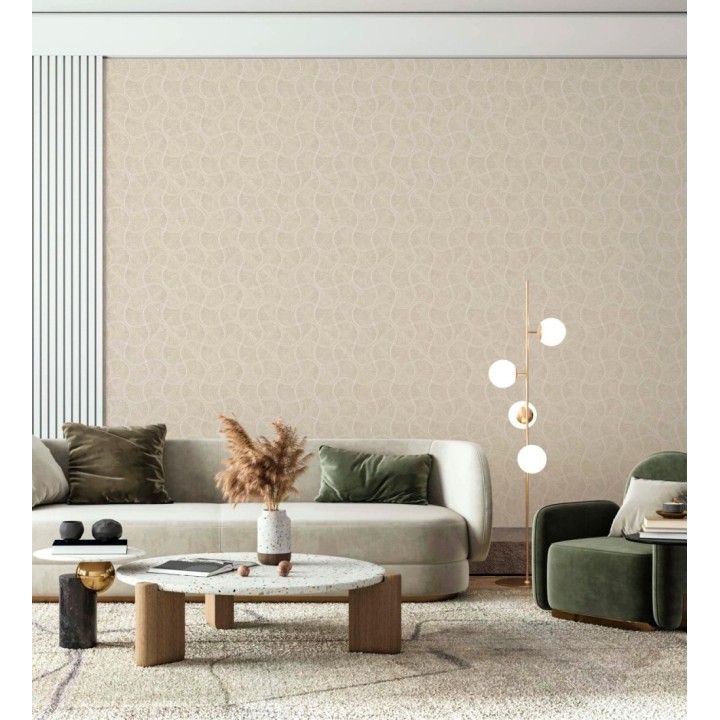 Papel pintado art déco abanicos arena en relieve efecto metalizado - Gatsby Lavish 684109