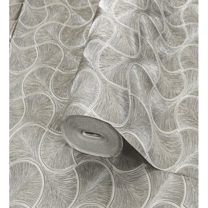 Papel pintado art déco abanicos visón en relieve efecto metalizado - Gatsby Lavish 684110