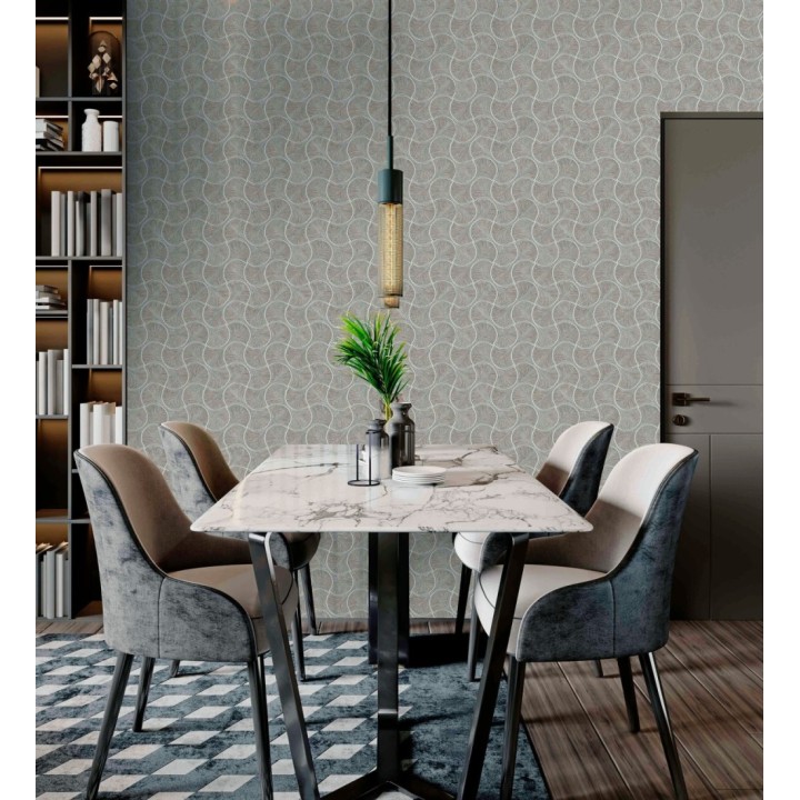 Papel pintado art déco abanicos visón en relieve efecto metalizado - Gatsby Lavish 684110