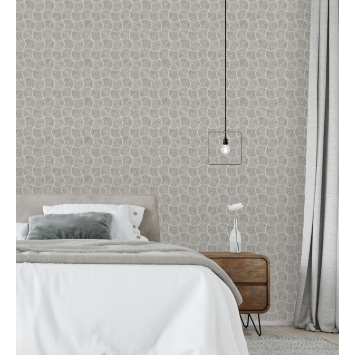 Papel pintado art déco abanicos visón en relieve efecto metalizado - Gatsby Lavish 684110