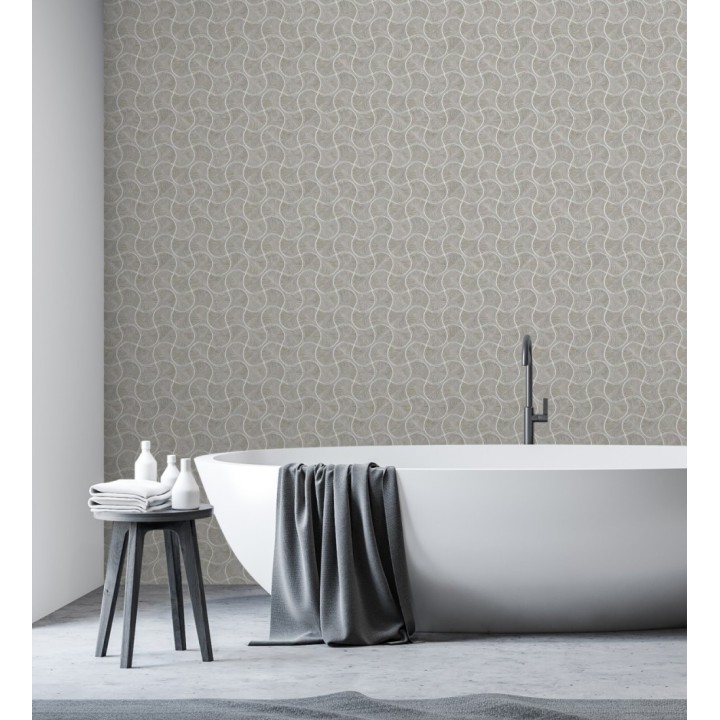 Papel pintado art déco abanicos visón en relieve efecto metalizado - Gatsby Lavish 684110