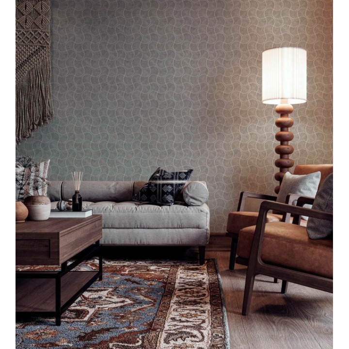 Papel pintado art déco abanicos visón en relieve efecto metalizado - Gatsby Lavish 684110