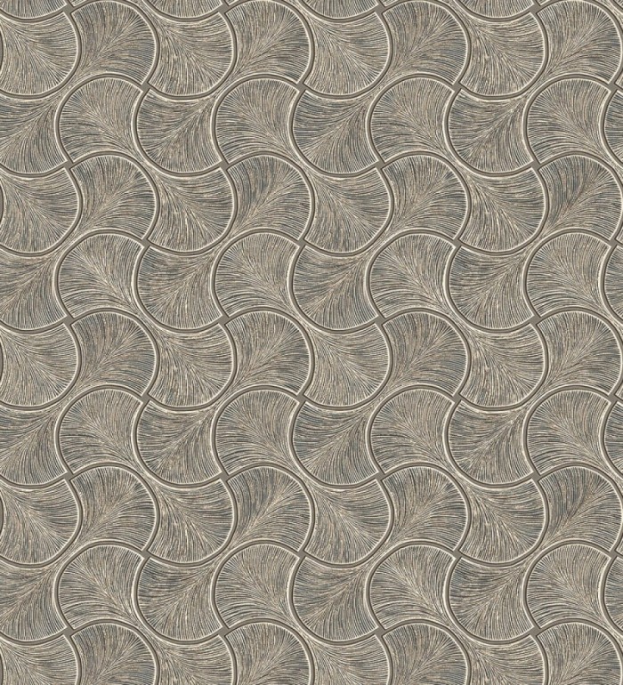 Papel pintado art déco abanicos marrón en relieve efecto metalizado - Gatsby Lavish 684111