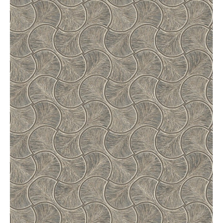 Papel pintado art déco abanicos marrón en relieve efecto metalizado - Gatsby Lavish 684111