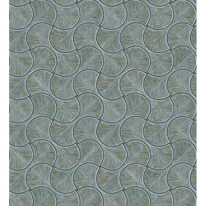 Papel pintado art déco abanicos turquesa  en relieve efecto metalizado - Gatsby Lavish 684112