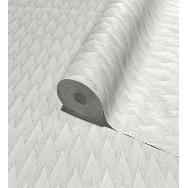 Papel pintado escamas punta de flecha metalizadas en blanco - Swanson Glam 684113