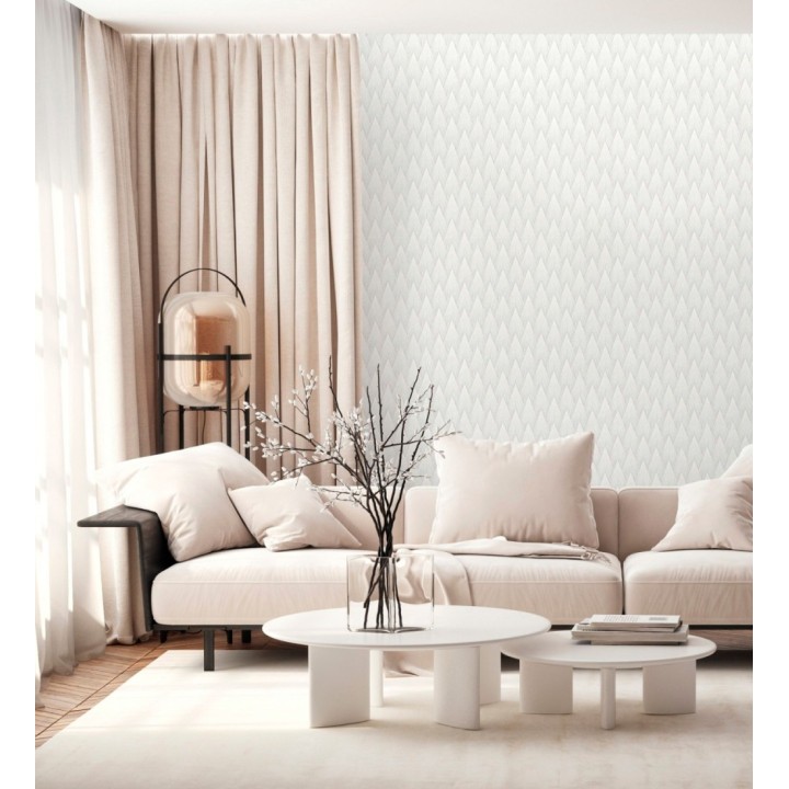 Papel pintado escamas punta de flecha metalizadas en blanco - Swanson Glam 684113