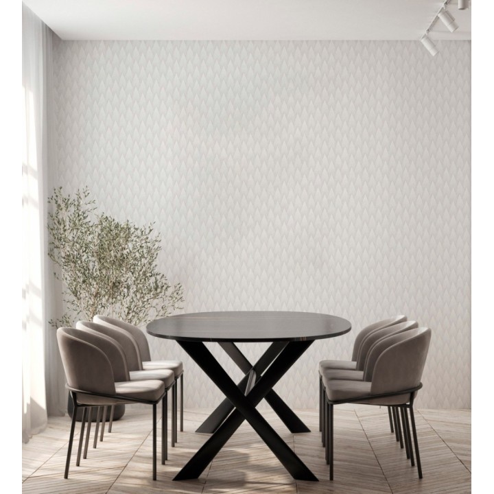 Papel pintado escamas punta de flecha metalizadas en blanco - Swanson Glam 684113