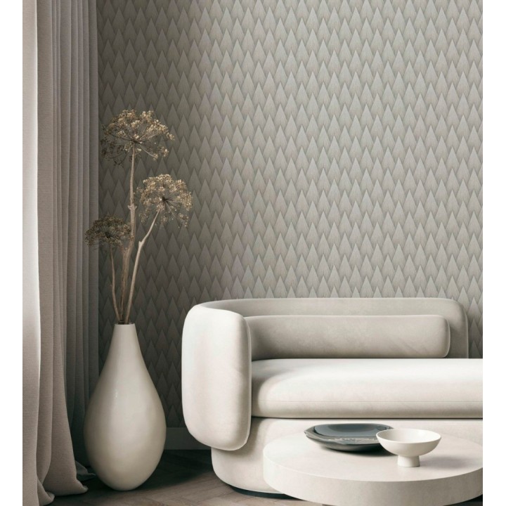 Papel pintado escamas punta de flecha metalizadas en visón - Swanson Glam 684114