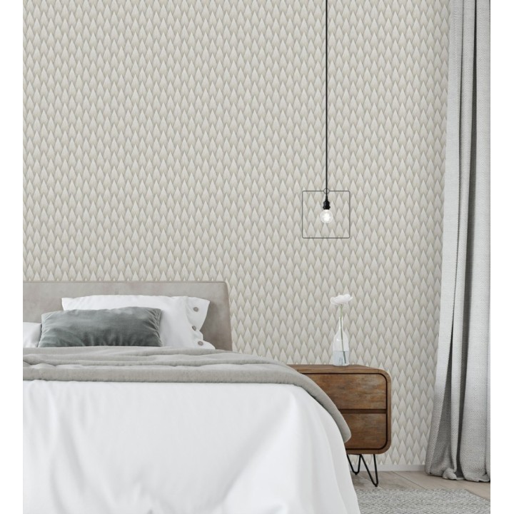 Papel pintado escamas punta de flecha metalizadas en visón - Swanson Glam 684114