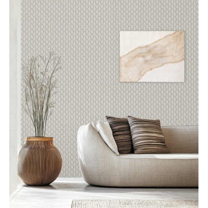 Papel pintado escamas punta de flecha metalizadas en visón - Swanson Glam 684114