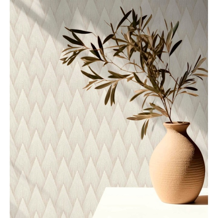 Papel pintado escamas punta de flecha metalizadas en beige - Swanson Glam 684115