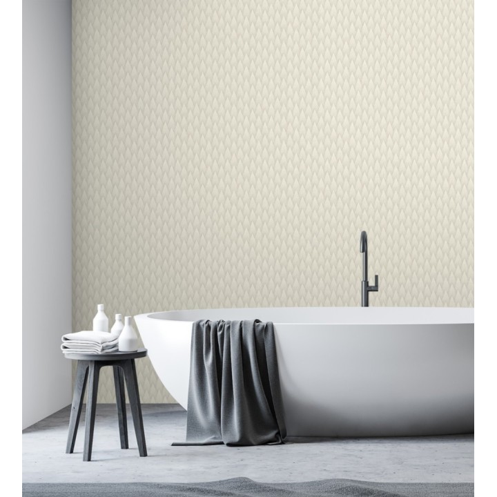 Papel pintado escamas punta de flecha metalizadas en beige - Swanson Glam 684115