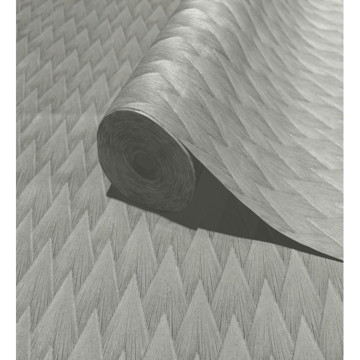 Papel pintado escamas punta de flecha metalizadas en gris - Swanson Glam 684116