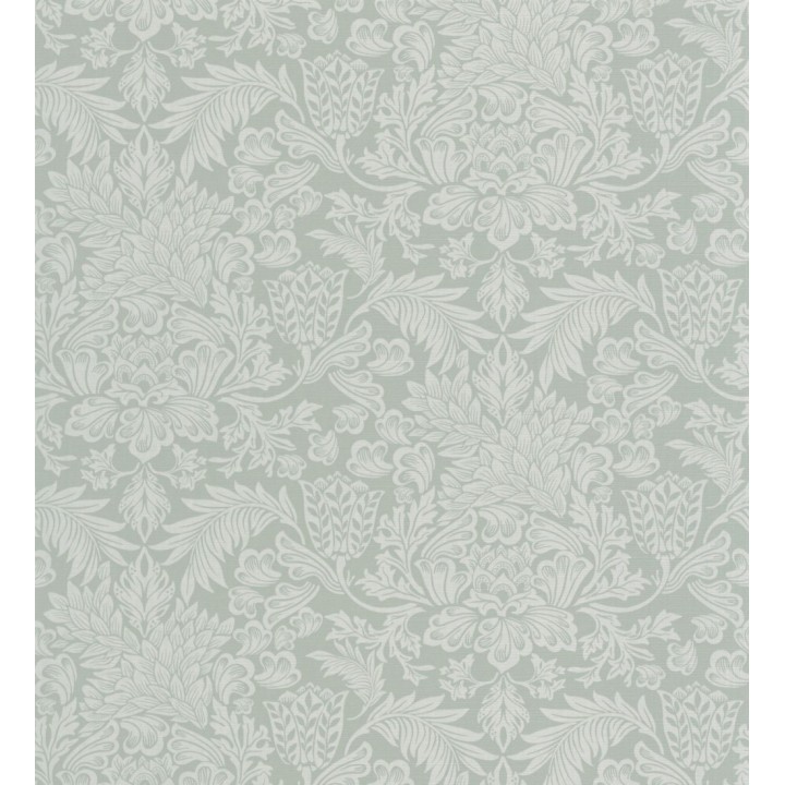 Papel pintado flores clásicas color verde grisáceo - Monique Classic 126431