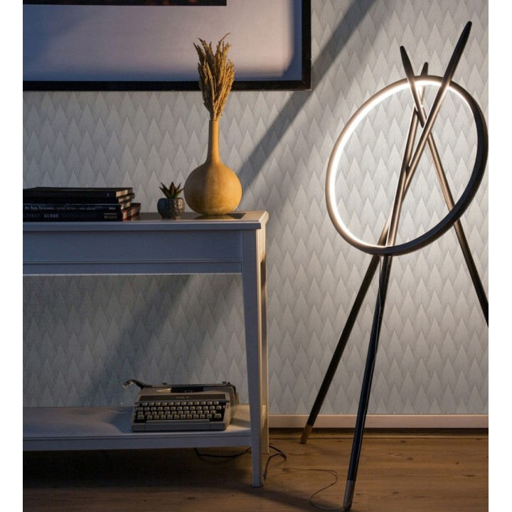 Papel pintado escamas punta de flecha metalizadas en gris - Swanson Glam 684116