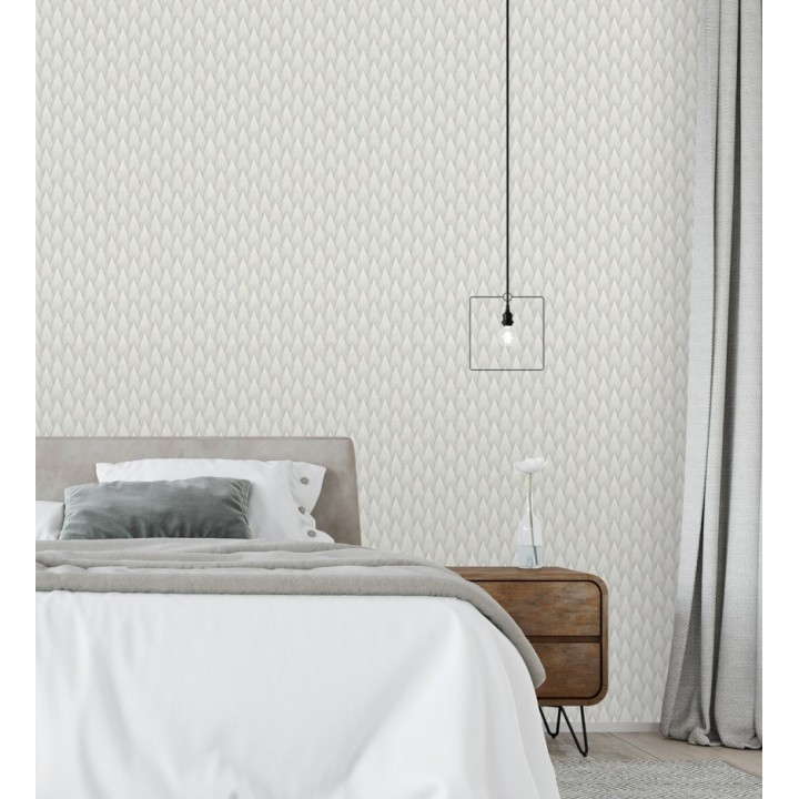 Papel pintado escamas punta de flecha metalizadas en gris - Swanson Glam 684116