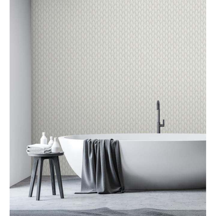 Papel pintado escamas punta de flecha metalizadas en gris - Swanson Glam 684116