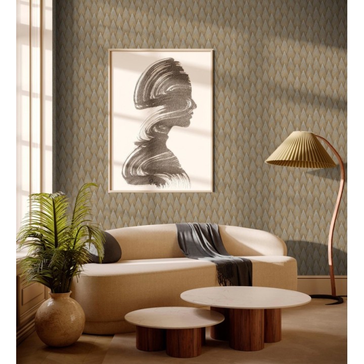 Papel pintado escamas punta de flecha metalizas en bronce - Swanson Glam 684117