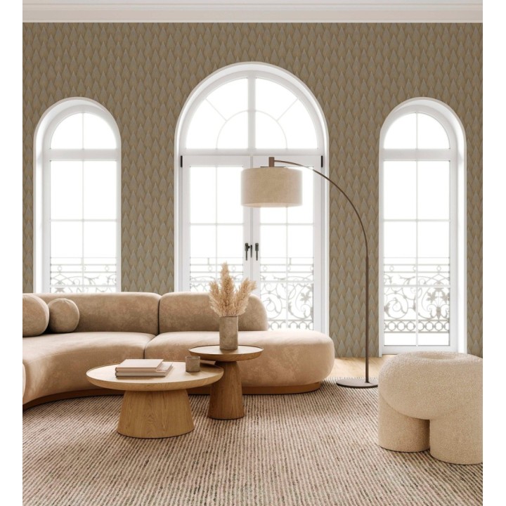 Papel pintado escamas punta de flecha metalizas en bronce - Swanson Glam 684117