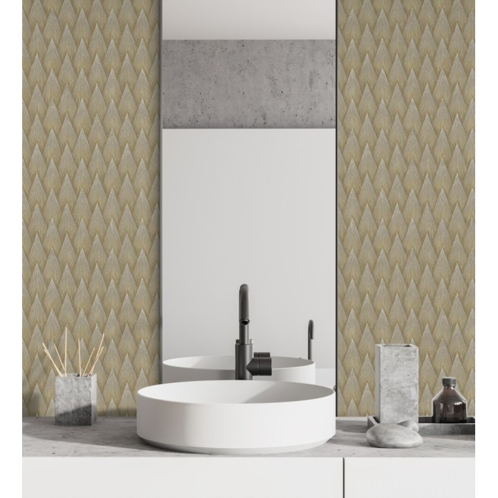 Papel pintado escamas punta de flecha metalizas en bronce - Swanson Glam 684117