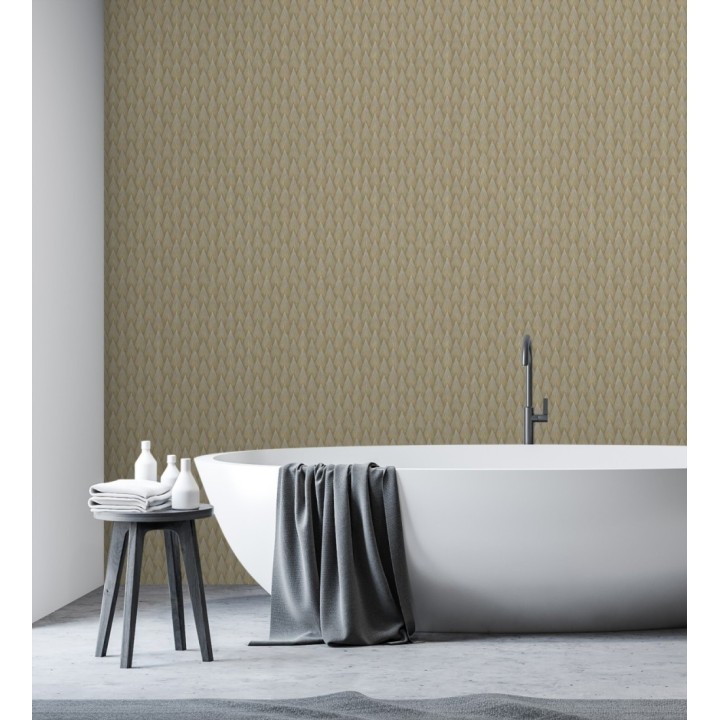 Papel pintado escamas punta de flecha metalizas en bronce - Swanson Glam 684117