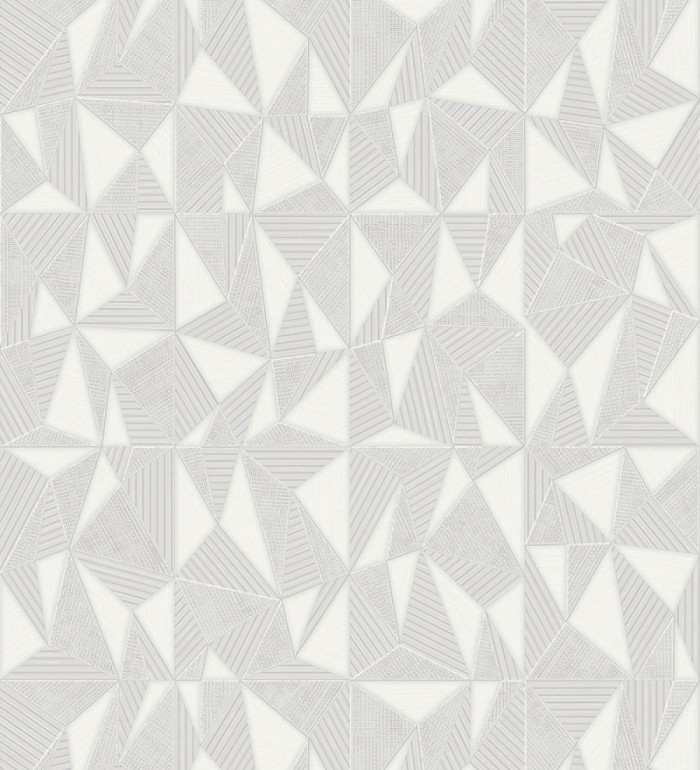 Papel pintado prismas geométricos en relieve gris claro metalizado - Manhattan Sharp 684118