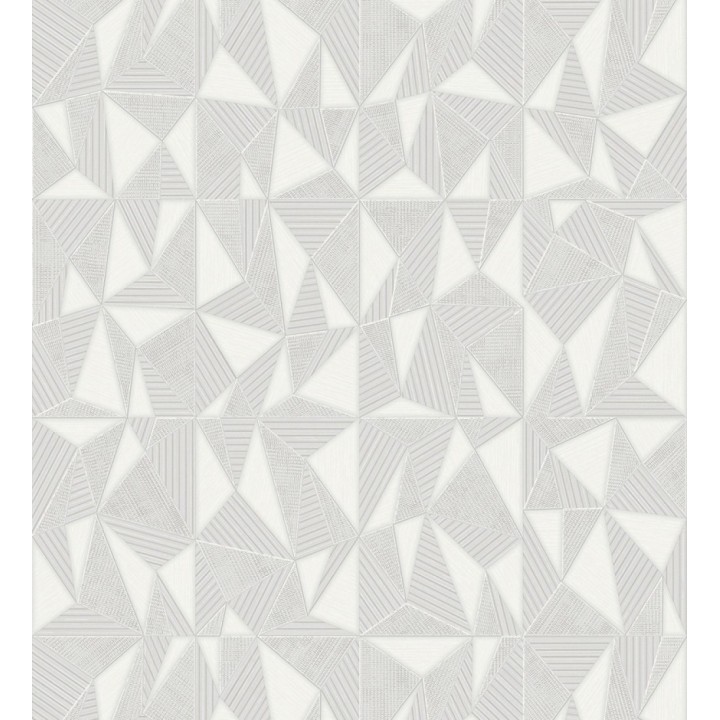 Papel pintado prismas geométricos en relieve gris claro metalizado - Manhattan Sharp 684118