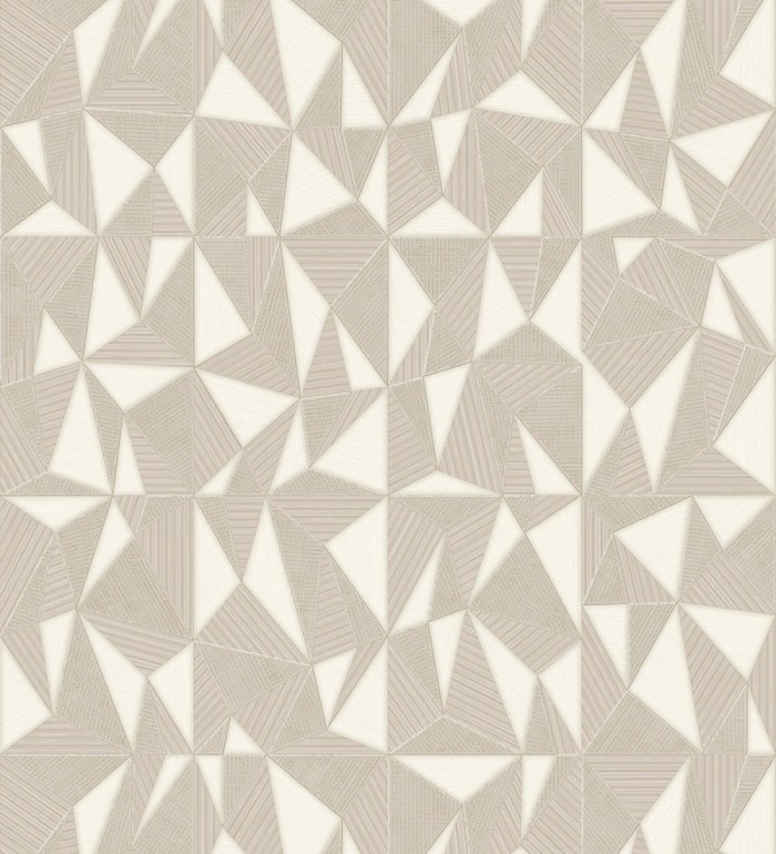 Papel pintado prismas geométricos en relieve color crema metalizado - Manhattan Sharp 684119
