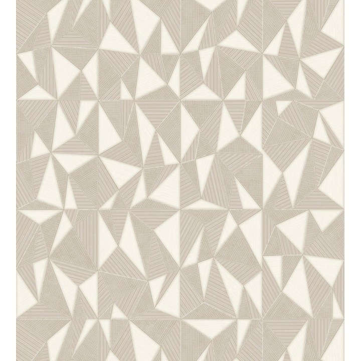 Papel pintado prismas geométricos en relieve color crema metalizado - Manhattan Sharp 684119