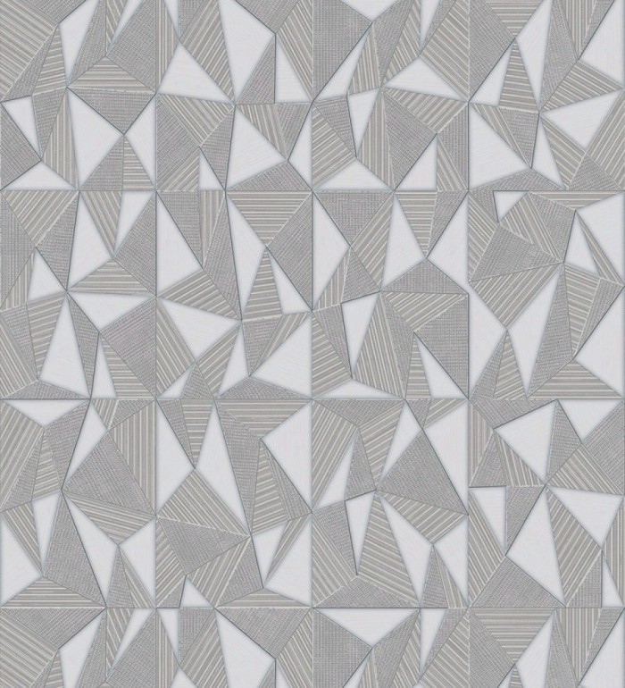 Papel pintado prismas geométricos en relieve gris metalizado - Manhattan Sharp 684120
