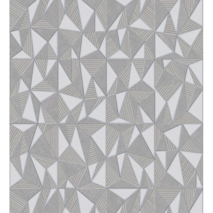 Papel pintado prismas geométricos en relieve gris metalizado - Manhattan Sharp 684120
