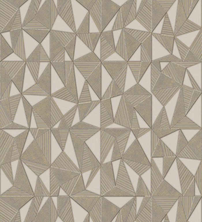 Papel pintado prismas geométricos en relieve marrón claro metalizado - Manhattan Sharp 684121