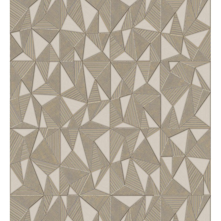 Papel pintado prismas geométricos en relieve marrón claro metalizado - Manhattan Sharp 684121