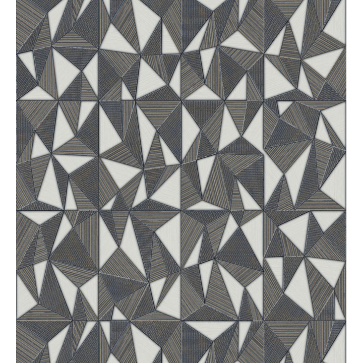Papel pintado prismas geométricos en relieve en tonos grises metalizado - Manhattan Sharp 684122