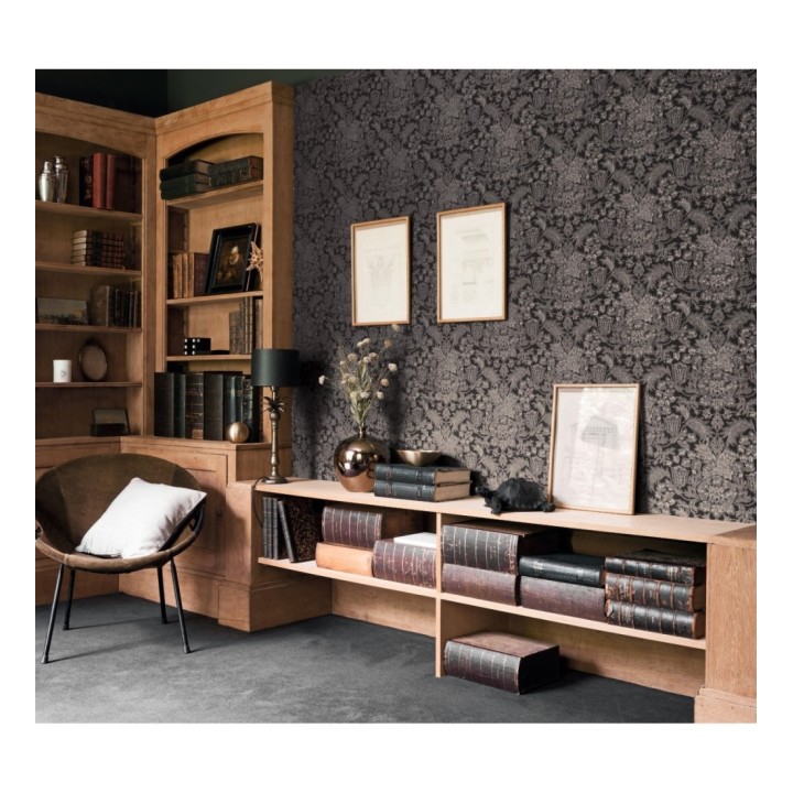 Papel pintado flores clásicas fondo oscuro - Monique Classic 126433