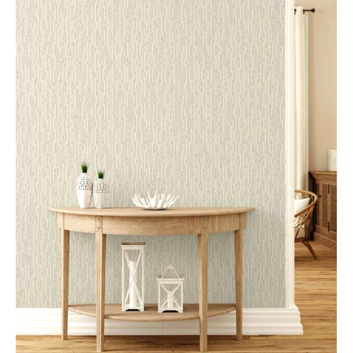 Papel pintado rombos beige metalizado de sutil elegancia geométrica - Zelda Radiant 684123