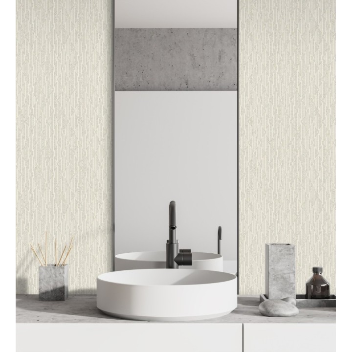 Papel pintado rombos beige metalizado de sutil elegancia geométrica - Zelda Radiant 684123