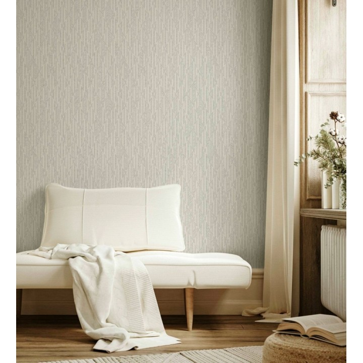 Papel pintado rombos gris claro metalizado de sutil elegancia geométrica - Zelda Radiant 684124