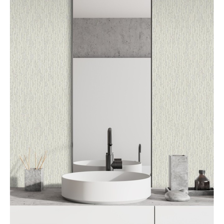 Papel pintado rombos gris claro metalizado de sutil elegancia geométrica - Zelda Radiant 684124