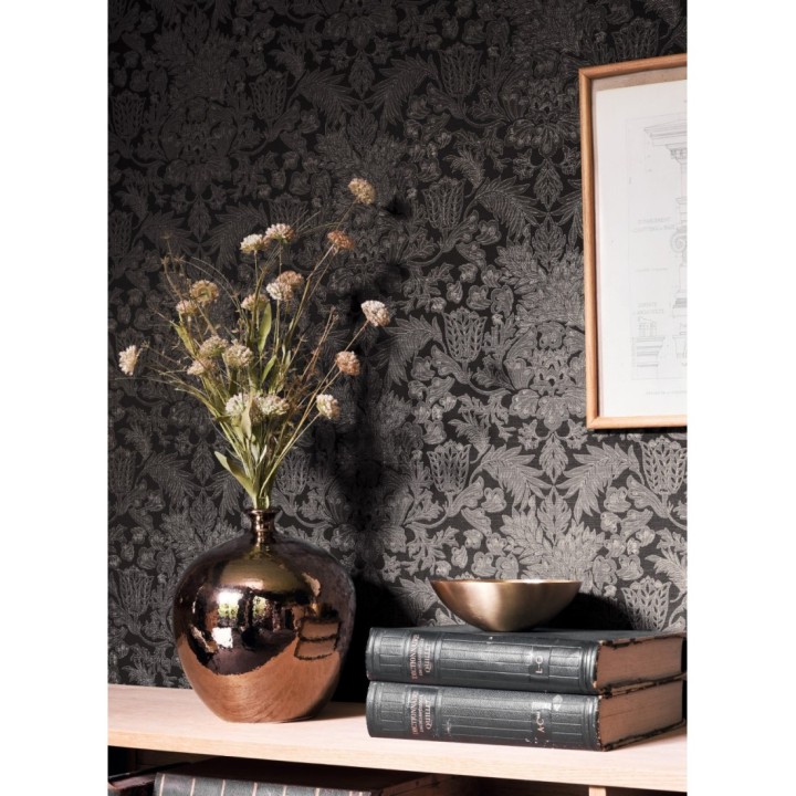 Papel pintado flores clásicas fondo oscuro - Monique Classic 126433