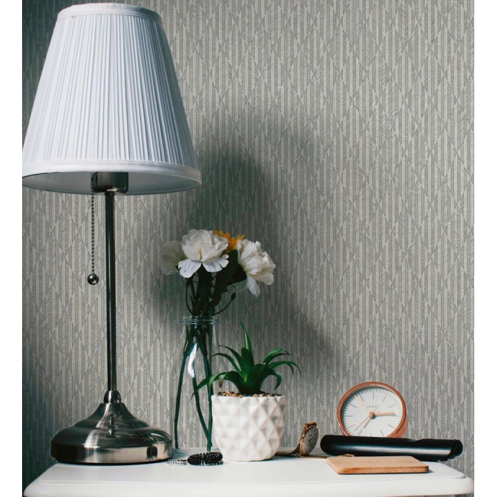 Papel pintado rombos grises metalizado de sutil elegancia geométrica - Zelda Radiant 684125