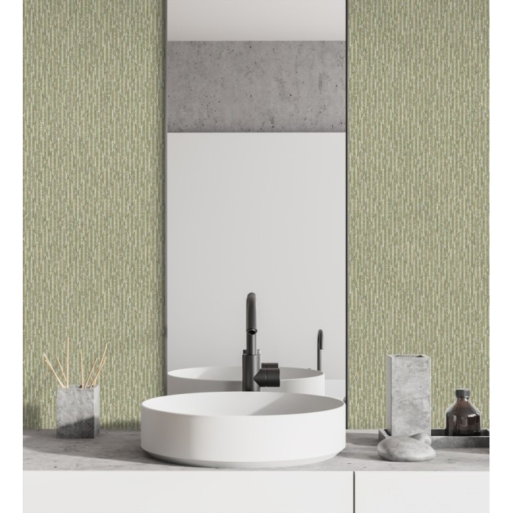 Papel pintado rombos verde metalizado de sutil elegancia geométrica - Zelda Radiant 684126