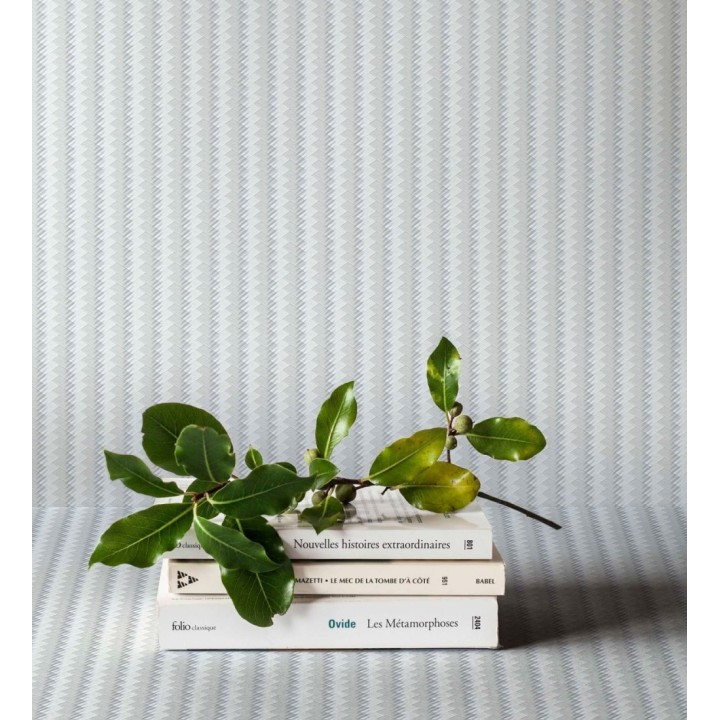 Papel pintado rayas en forma de espiga gris metalizado sutil - Gerald Loft 684130