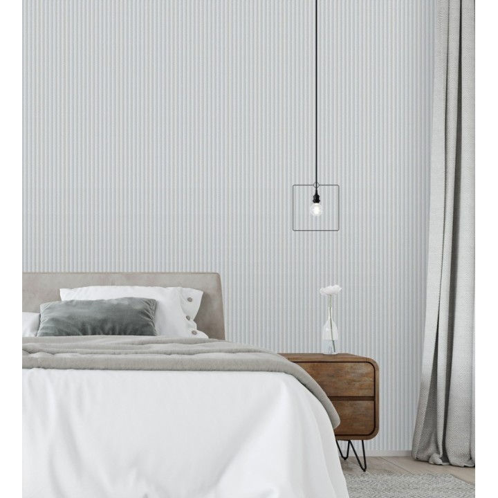 Papel pintado rayas en forma de espiga gris metalizado sutil - Gerald Loft 684130